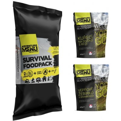 Adventure Menu Survival Food pack menu III Kuřecí na divoko s rýží a Vepřové žebírko s bramborami 810 g – Zboží Mobilmania