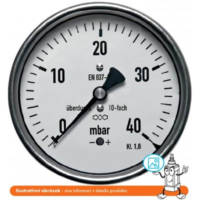 Wika Manometr nízkotlaký zadní 0/100 mbar - 63 - 1/4 – Zboží Mobilmania