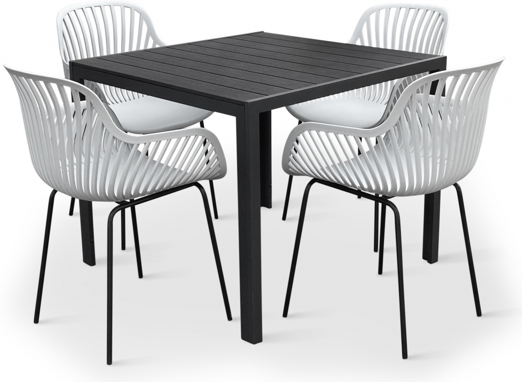 Nábytek Texim Elegantní zahradní set - Viking M + 4x křeslo GABY šedé