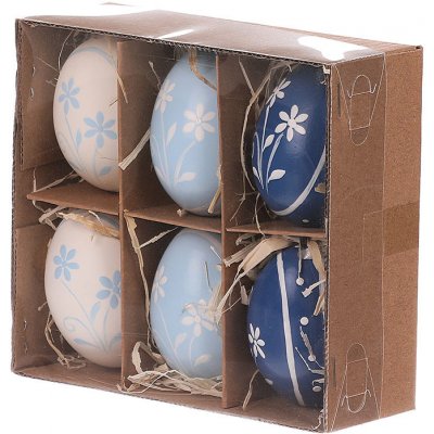 Autronic Kraslice z pravých vajíček, bílo-modrá 6 ks v krabičce – Zboží Mobilmania