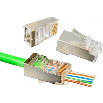 Konektor FTP RJ45EZ, Cat6 drát, 10ks licna RJ45/5SLD, průchozí síťový konektor KoWSRJ45FC6EZ10 – Sleviste.cz