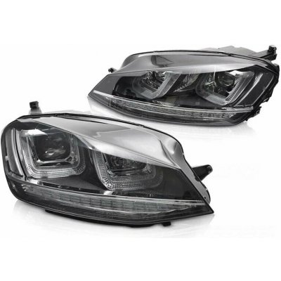 Přední světla VW Golf VII 13-17 SEQ černé s chromovou linkou – Hledejceny.cz