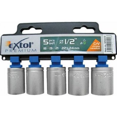 EXTOL PREMIUM hlavice nástrčné 1/2" 5ks 18-19-21-22-24mm 65603