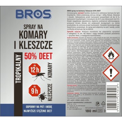 Bros 50% Deet spray proti komárům a klíšťatům 180 ml – Sleviste.cz
