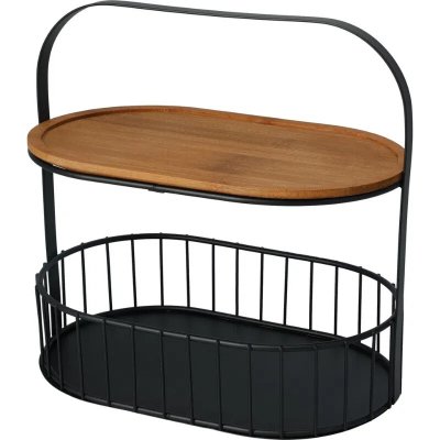 Springos Servírovací tác na svačiny kovový koš s rukojetí 24 x 15 x 25 cm – Zboží Dáma