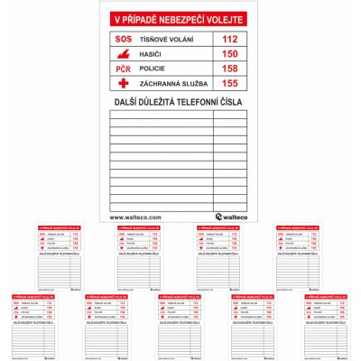 Walteco Důležitá telefonní čísla, 70x100mm, samolepka Množství: 10 ks , 20173BP2 – Zboží Dáma