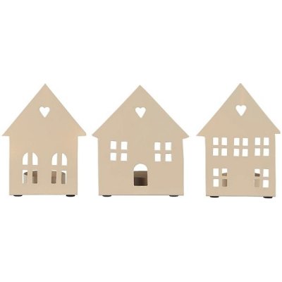 TEXTILOMANIE Svícen na čajové svíčky Tealight House Facade, krémový – Zboží Dáma