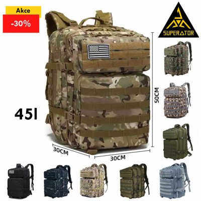 Taktický vojenský batoh 45l, kvalitní, voděodolný, outdoor. Nášivka vlajka USA je součástí. Velcro patch 3D. Barva: Multicam CP – Hledejceny.cz