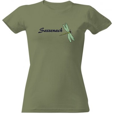 Tričko s potiskem Sassenach dragonfly dámské Khaki – Zboží Dáma