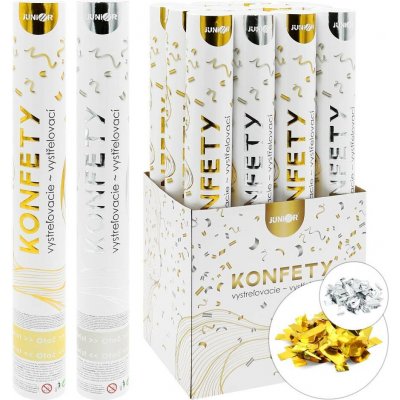 Střílející konfety - trubka 40 cm, mix - zlaté/stříbrné metalické obdélníky – Zboží Mobilmania