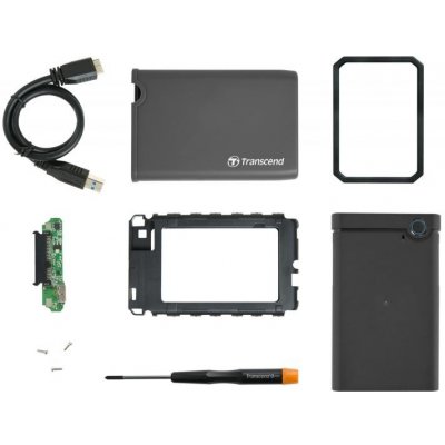 Transcend StoreJet 25CK3 externí rámeček pro 2.5" HDD/SSD, SATA III, USB 3.0, gumové pouzdro, šedý