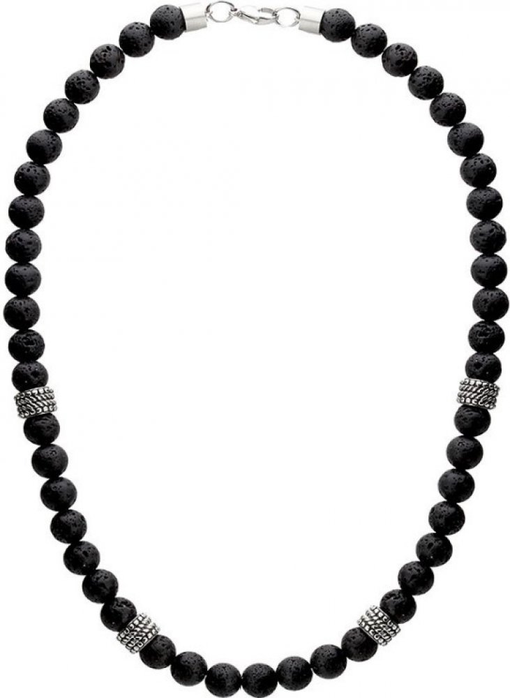Manoki Pánský korálkový náhrdelník Manuel - 8 mm lávový kámen, etno styl  WA556B Černá | Srovnanicen.cz
