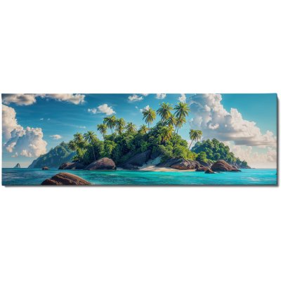 Obraz na plátně - Palmový tropický ostrov FeelHappy.cz Velikost obrazu: 120 x 40 cm – Zboží Mobilmania