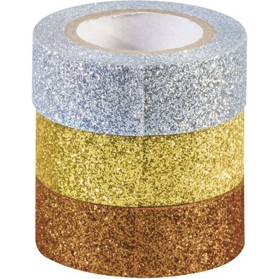 Heyda Dekorativní lepící páska Glitr, 1,5 cm x 3 m měděná/zlatá/stříbrná – Hledejceny.cz
