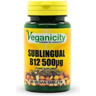 Veganicity Vitamín B12 500 µg metylkobalamin sublingvální 90 tablet Veganicity Vitamín B12 500 µg metylkobalamin sublingvální 90 tablet