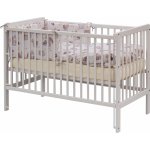 Scarlett postýlka 120 x 60 cm borovice bílá s výbavou Dino béžová stahovací bok – Zboží Mobilmania