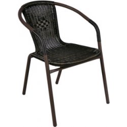 Garthen 6159 Zahradní ratanová židle Bistro - černá s hnědou strukturou