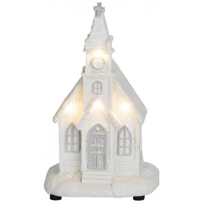 MagicHome Dekorace Vánoce Kostel bílý 4 LED teplá bílá 2xAAA interiér 10x9x17 cm sellbox 12 ks