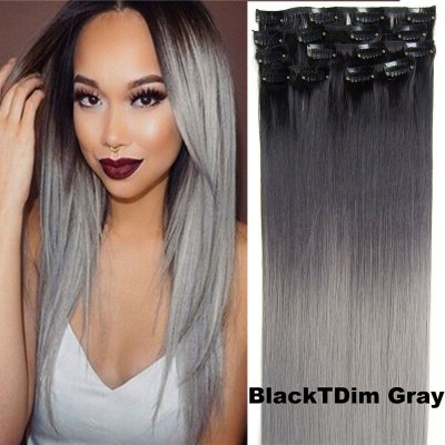 Girlshow Clip in sada OMBRE rovná odstín Black T Dim Gray – Zboží Mobilmania