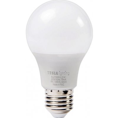 TESLA E27 9W LED žárovka , E27, 230V, 9W, teplá bílá, 1055lm, 3000K