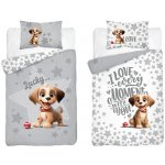 Detexpol Bambusové povlečení do postýlky Veselý pejsek šedý 100 cm x 135 cm 40 cm x 60 cm – Sleviste.cz