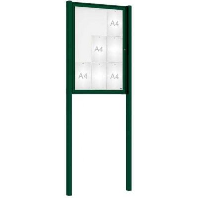 PROCITY Venkovní elegantní vitrína Tradition, 9 x A4, včetně sloupků, zelená – Zboží Živě