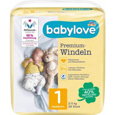 Babylove Premium extra měkké 1 Newborn 2-5 kg 28 ks