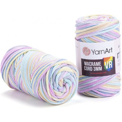 Pletací / háčkovací příze YarnArt MACRAME CORD VR 3mm 929 sladká fialovo-modrá, melírovaná 250g/85m – Hledejceny.cz