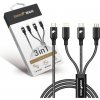 usb kabel RhinoTech RTACC477 nabíjecí a datový, 3v1 USB-C (MicroUSB + Lightning + USB-C) 40W, 1,ěm, černý