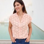 Madeirová halenka s výstřihem do V světle růžová – Hledejceny.cz