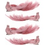 Růžový páv s klipem 25 x 8 x 6 cm sada 4 ks – Sleviste.cz