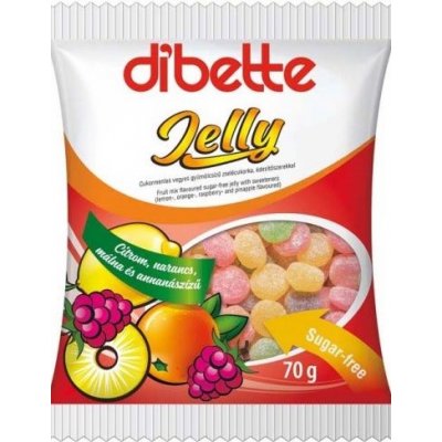 Dibette Jelly Želé bonbóny s ovocnou příchutí bez cukru se sladidly 70 g