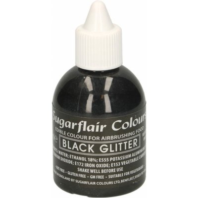 Sugarflair GLITTER BLACK Trblietavá čierna potravinárska airbrush farba 60 ml – Hledejceny.cz