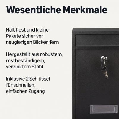 Uzamykatelná poštovní schránka Amazon Basics s nástěnným držákem, odolná pozinkovaná ocel, 32,5 cm – Hledejceny.cz
