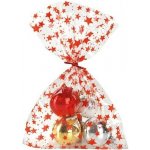PNP Plast Vánoční dárkový sáček - transparent Starry, červená-zlatá - 25 x 40 cm - 100 ks – Zboží Živě
