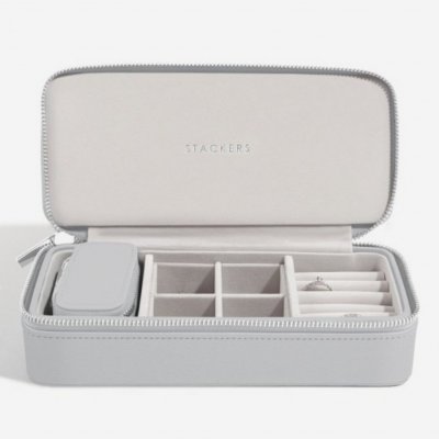 Stackers velká cestovní šperkovnice Pebble Grey Large Zipped Jewellery Box šedá – Zboží Mobilmania