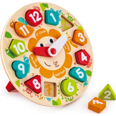 Hape dřevo puzzle vkládací hodiny 13 dílků 25cm – Zboží Mobilmania