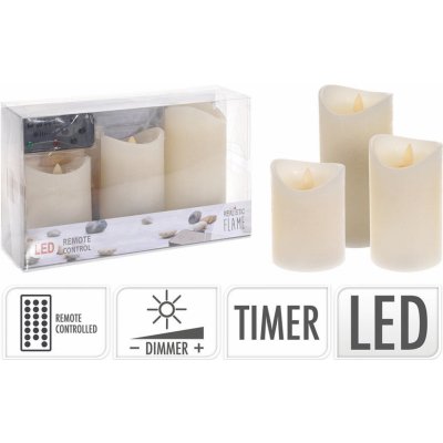 MAXMIX svíčka LED PLAMEN,dálk.ovl.,stmívání,časovač,SL.KOST 3ks 0.52 Kg – Hledejceny.cz