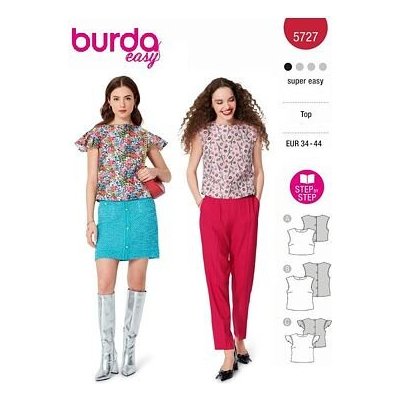 Střih Burda červený 5727 - halenka s propínáním na zádech, top bez rukávů, crop top – Hledejceny.cz