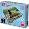 Dřevěná hračka Dino Kostky kubus Krtek a zvířátka 12ks v krabičce 22x18x4cm