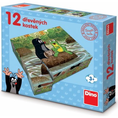 Dino Kostky kubus Krtek a zvířátka 12ks v krabičce 22x18x4cm