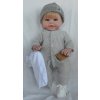 Panenka Lamagik Realistické miminko blonďatá holčička Paula v šedém overalu
