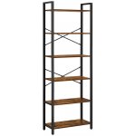 VASAGLE Regál policová, knihovna 6 polic, vintage, černá, hnědá, industriální 66x30x186 cm – Zboží Mobilmania