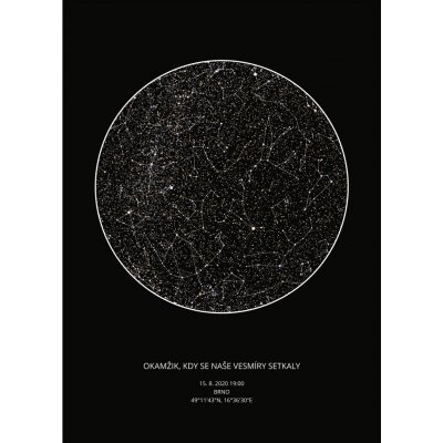 Jen tak z lásky Hvězdná mapa Vašeho životního okamžiku Rozměr plakátu: 30 × 40 cm (tištěný plakát), Barva pozadí: Černá, Volba rámu: Bez rámu – Zboží Dáma