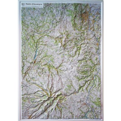 IGN Monts D'Auvergne - plastická mapa 80 x 113 cm