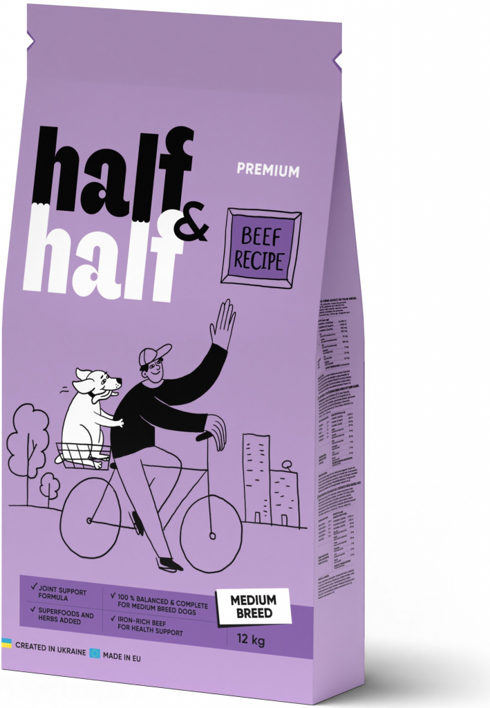Half&Half Adult Medium Breed hovězí 12 kg