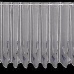 Mantis voálová vitrážová záclona 13665/0600 vyšívané modré trojúhelníky, s bordurou, výška 45cm (v metráži) – Zboží Mobilmania