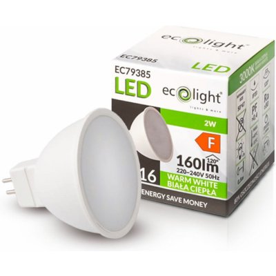 Ecolight LED žárovka MR16 12V 2W teplá bílá EC79385 – Hledejceny.cz