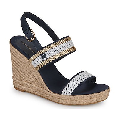 Tommy Hilfiger Sandály GOLDEN WEBBING WEDGE Tmavě modrá