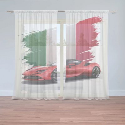 Sablio Záclony Ferrari Italská vlajka: 2ks 150x250cm – Hledejceny.cz